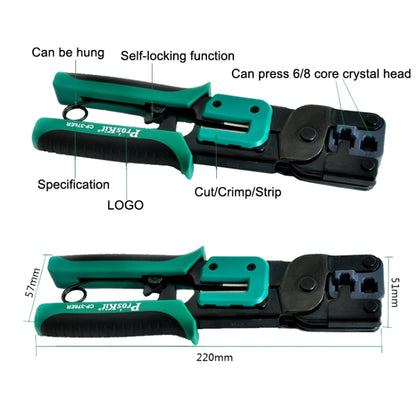 ProsKit Dual-purpose 6/8P Iron Handle Network Ratchet Crimping Plier(CP-376ER) - Lan Cable and Tools by ProsKit | Online Shopping UK | buy2fix
