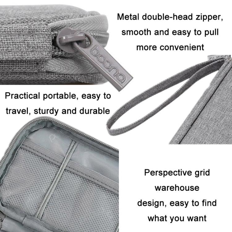 Baona BN-C004 Mini U Disk Headphone Data Cable Storage Bag, Color: Double Layer (Gray) -  by Baona | Online Shopping UK | buy2fix