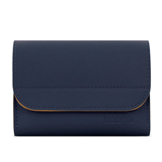 Baona BN-Q009 Small Leather Mouse Charger Storage Bag(Deep Blue+Yellow) - Digital Storage Bag by Baona | Online Shopping UK | buy2fix