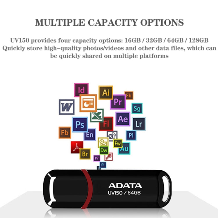 ADATA UV150 High Speed USB3.1 Business USB Flash Drive, Capacity: 32GB(Black) - USB Flash Drives by ADATA | Online Shopping UK | buy2fix