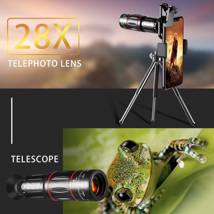 Mobile Phone Universal Lens Telescope 28X + Wide Angle 0.6X + Macro 20X + Fisheye 198 Degree Set - Combination Lens by buy2fix | Online Shopping UK | buy2fix