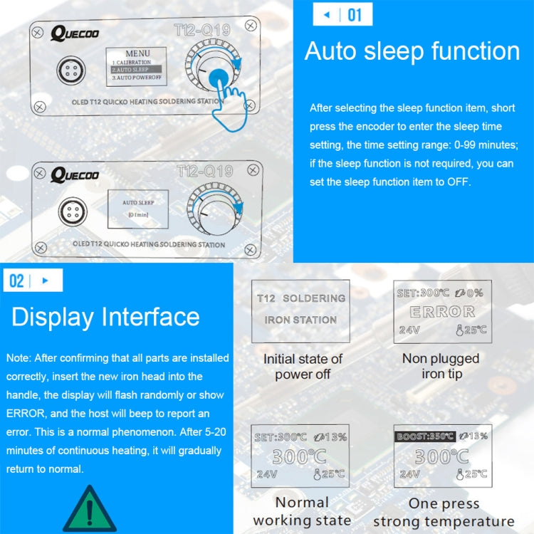 QUECOO 1.3 Inch Display Soldering Station with Handle, Set: EU Plug (Q19+M8) - Electric Soldering Iron by QUECOO | Online Shopping UK | buy2fix