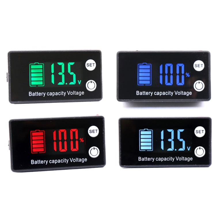 Digital Display DC Voltmeter Lead-Acid Lithium Battery Charge Meter, Color: Blue+Temperature - Consumer Electronics by buy2fix | Online Shopping UK | buy2fix