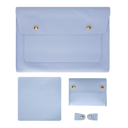 S178 3 In 1 Leather Waterproof Laptop Liner Bag, Size: 14 inches(Baby Blue) - 14.1 inch by buy2fix | Online Shopping UK | buy2fix