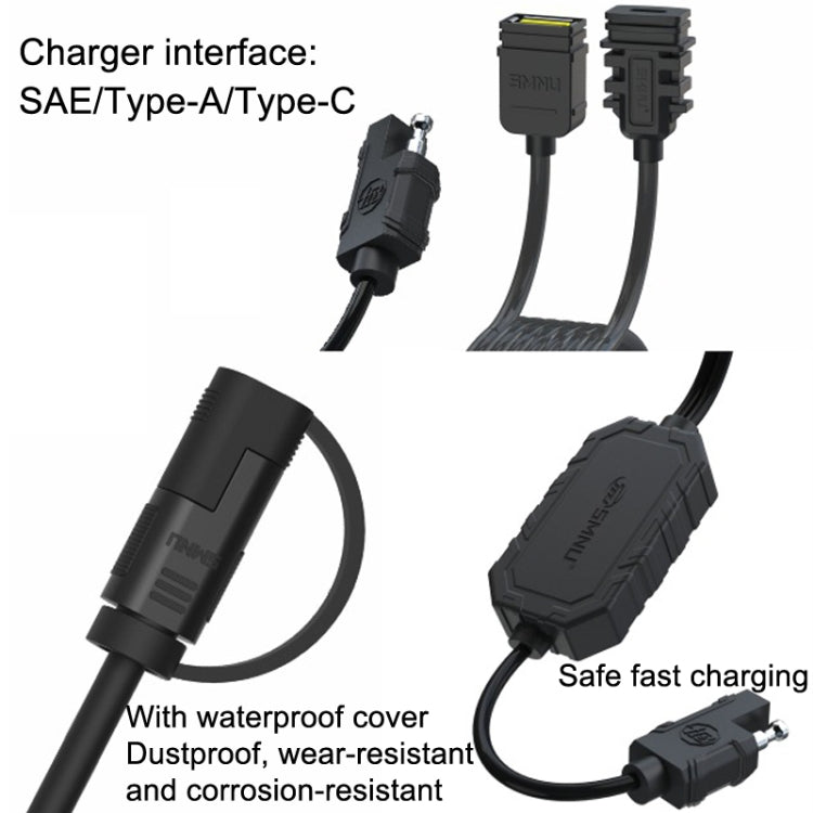 SMNU S0038 Motorcycle QC3.0/2.0 Mobile Phone Dual USB Fast Charger - In Car by SMNU | Online Shopping UK | buy2fix