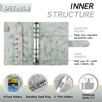 A6 Binder Budget Book Marbled Notebook PU Leather Binder(White) - Notebooks by null | Online Shopping UK | buy2fix