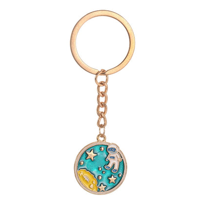 5 PCS Drip Oil Round Keychain Key Ring Bag Pendant(Astronauts Alloy) - In Car by buy2fix | Online Shopping UK | buy2fix