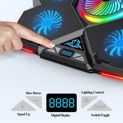 CoolCold  Five Fans 2 USB Ports Laptop Cooler Gaming Notebook Cool Stand,Version: Touch Symphony Blue - Computer & Networking by CoolCold | Online Shopping UK | buy2fix