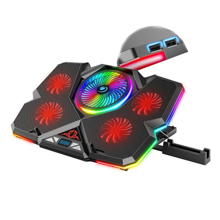 CoolCold  Five Fans 2 USB Ports Laptop Cooler Gaming Notebook Cool Stand,Version: Touch Symphony Red - Computer & Networking by CoolCold | Online Shopping UK | buy2fix