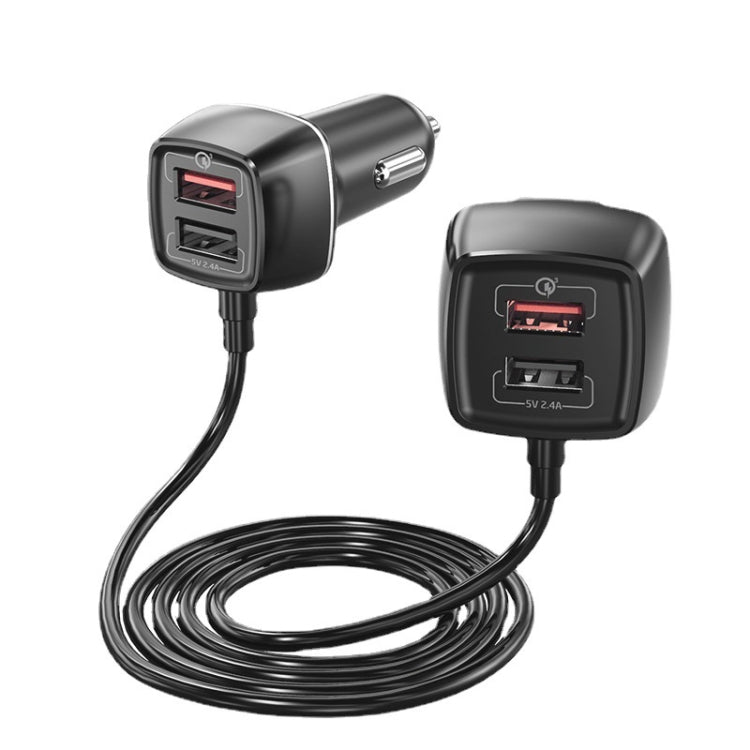 One For Four Car Charger QC3.0 Fast Charge 4USB Car Front And Rear Seat Car Charger, Style: Standard Edition - In Car by buy2fix | Online Shopping UK | buy2fix