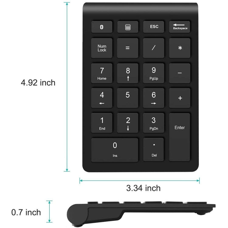 BT304 22 Keys Laptop Mini Wireless Keyboard, Spec: Bluetooth (Silver Black) - Wireless Keyboard by buy2fix | Online Shopping UK | buy2fix