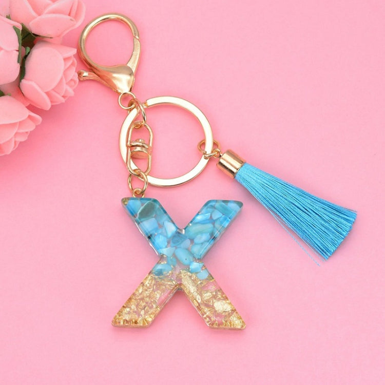 2 PCS English Alphabet Epoxy Tassel Keychain Bag Pendant(X) - In Car by buy2fix | Online Shopping UK | buy2fix