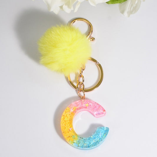 2 PCS Crystal Epoxy Rainbow Color Keychain Hair Ball Ladies Bag Pendant(C) - In Car by buy2fix | Online Shopping UK | buy2fix