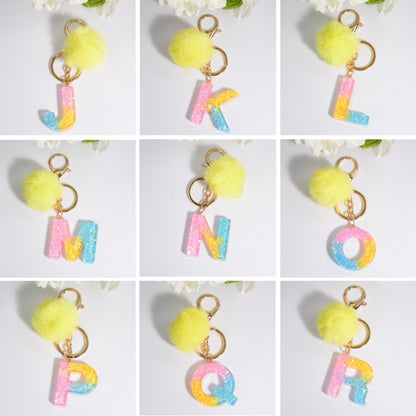 2 PCS Crystal Epoxy Rainbow Color Keychain Hair Ball Ladies Bag Pendant(K) - In Car by buy2fix | Online Shopping UK | buy2fix