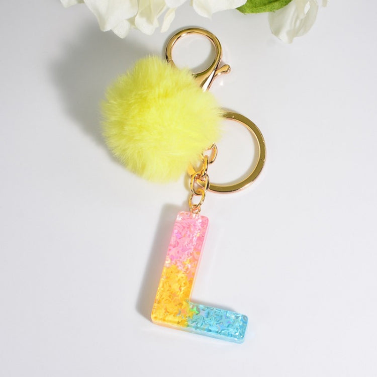 2 PCS Crystal Epoxy Rainbow Color Keychain Hair Ball Ladies Bag Pendant(L) - In Car by buy2fix | Online Shopping UK | buy2fix