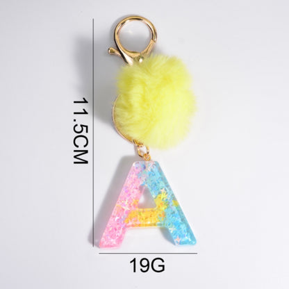 2 PCS Crystal Epoxy Rainbow Color Keychain Hair Ball Ladies Bag Pendant(J) - In Car by buy2fix | Online Shopping UK | buy2fix