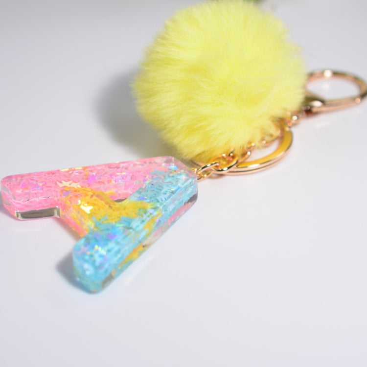 2 PCS Crystal Epoxy Rainbow Color Keychain Hair Ball Ladies Bag Pendant(F) - In Car by buy2fix | Online Shopping UK | buy2fix