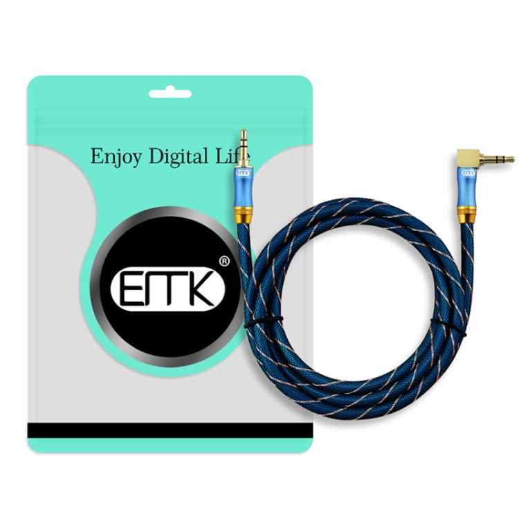 EMK 90-Degree Car 3.5mm Audio Cable Extension Cable, Cable Length: 1M(Blue) - Aux Cable by EMK | Online Shopping UK | buy2fix