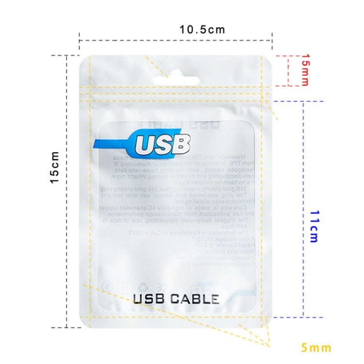 100 PCS  USB Cable Packaging Bag Data Cable Bag Ziplock Bag 7.5 x 12cm -  by buy2fix | Online Shopping UK | buy2fix