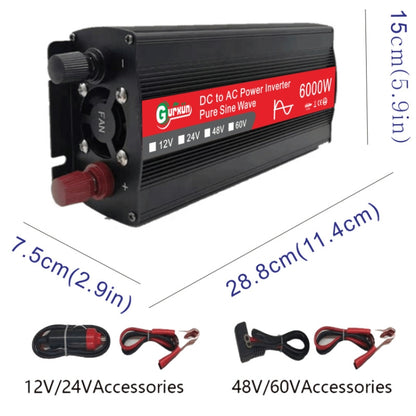 Gurxun 6000W High Power Sine Wave Inverter With Single Digital Display, Specification: 60V-220V - In Car by Gurxun | Online Shopping UK | buy2fix