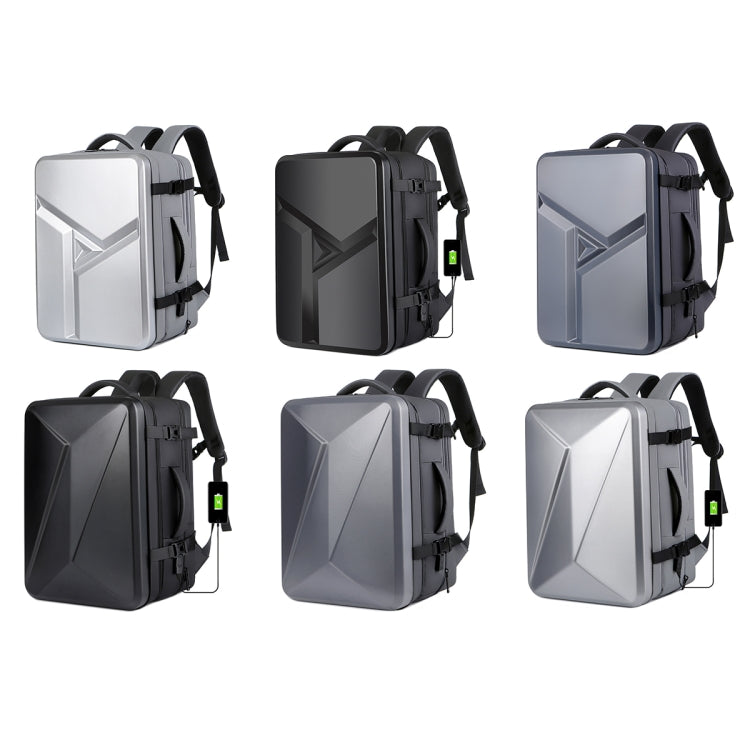 Large-capacity Waterproof Expandable Hard Shell Backpack with USB Charging Hole(161 Black) - Backpack by buy2fix | Online Shopping UK | buy2fix