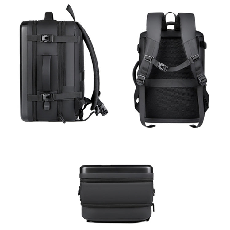 Large-capacity Waterproof Expandable Hard Shell Backpack with USB Charging Hole(161 Black) - Backpack by buy2fix | Online Shopping UK | buy2fix