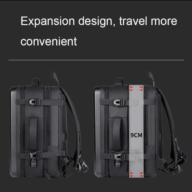 Large-capacity Waterproof Expandable Hard Shell Backpack with USB Charging Hole(162 Deep Gray) - Backpack by buy2fix | Online Shopping UK | buy2fix