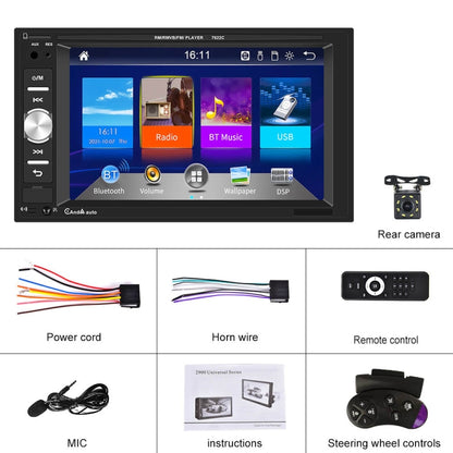 7622C 6.2 inch Dual Spindle HD Car Universal MP5 Carplay Player, Style: Standard+8 Light Camera - In Car by buy2fix | Online Shopping UK | buy2fix