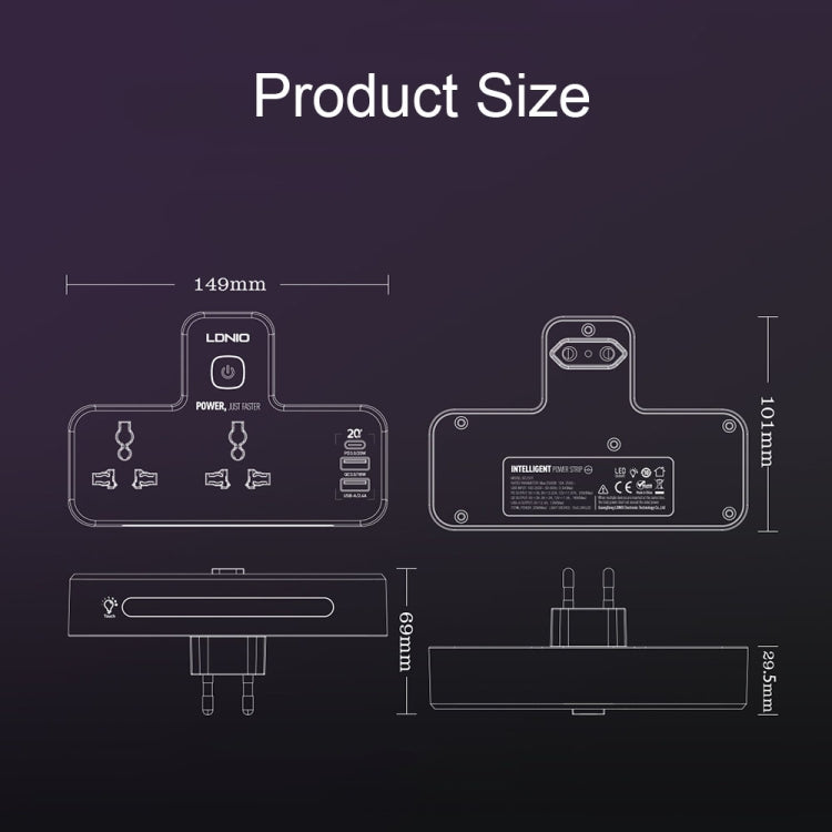 LDNIO SC2311 20W PD+QC 3.0 Multifunctional Home Fast Charging Socket with Night Light, Spec: EU Plug - Consumer Electronics by LDNIO | Online Shopping UK | buy2fix