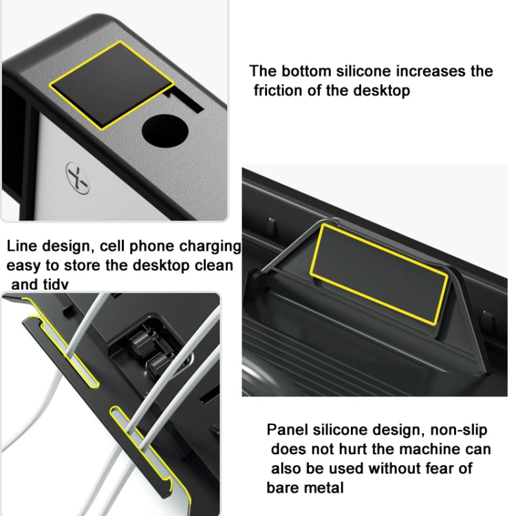 Double Layer Foldable Lift Laptop Stand  Aluminum Computer Heightening Bracket(Black) - Computer & Networking by buy2fix | Online Shopping UK | buy2fix