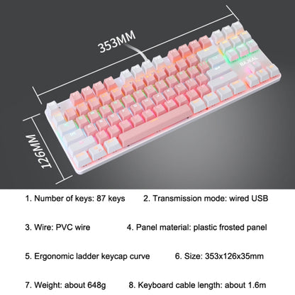 BAJEAL K100 87 Keys Green Shaft Wired Mechanical Keyboard, Cable Length: 1.6m(Black) - Wired Keyboard by BAJEAL | Online Shopping UK | buy2fix