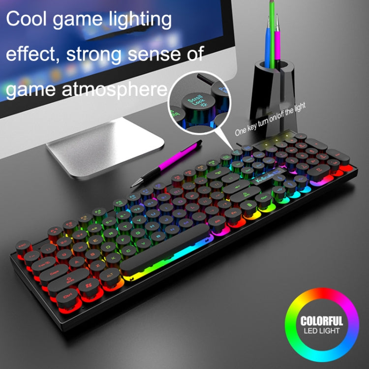 K-Snake K4 104 Keys Glowing Game Wired Mechanical Feel Keyboard, Cable Length: 1.5m, Style: Mixed Light Black Square Key - Wired Keyboard by buy2fix | Online Shopping UK | buy2fix