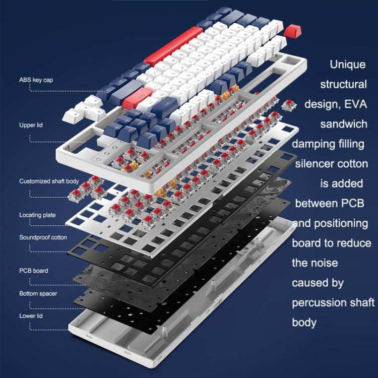 ZIYOU LANG K87 87-Keys Hot-Swappable Wired Mechanical Keyboard, Cable Length: 1.5m, Style: Red Shaft (White Ice Blue Light) - Wired Keyboard by ZIYOU LANG | Online Shopping UK | buy2fix