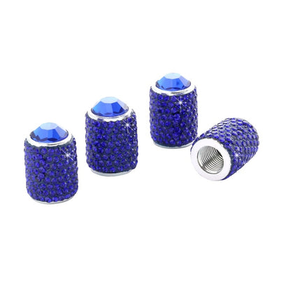 Car Tyre Aluminium Full Diamond Valve Cap With Seal(Dark Blue) - In Car by buy2fix | Online Shopping UK | buy2fix