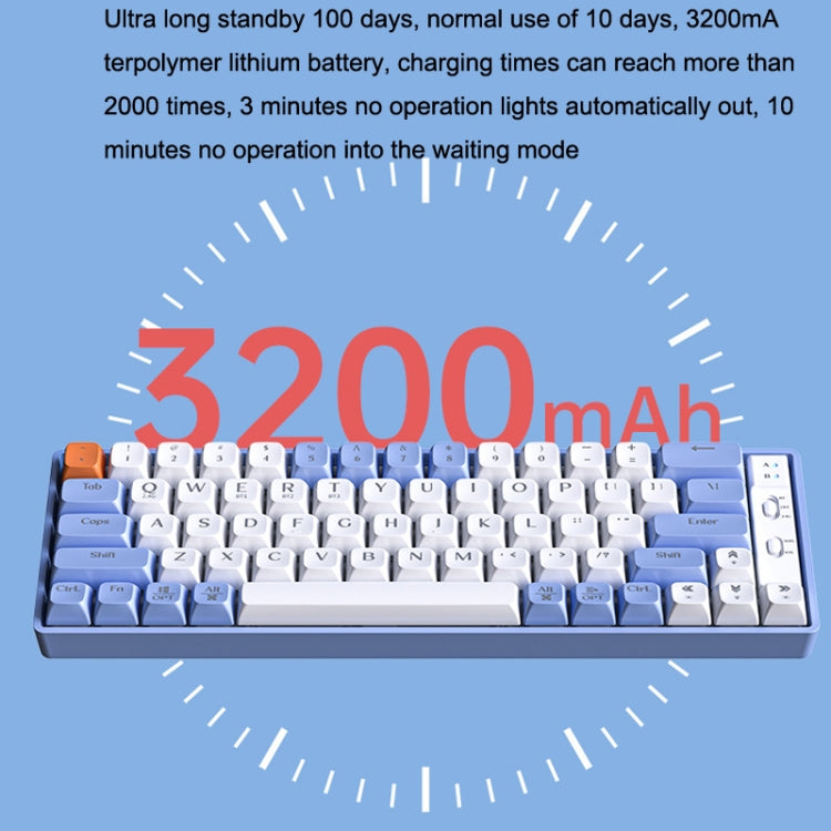 LANGTU GK65 65 Keys Wireless / Bluetooth / Wired Three Model Game Mechanical Keyboard, Cable Length: 1.5m(Milk White) - Wireless Keyboard by LANGTU | Online Shopping UK | buy2fix