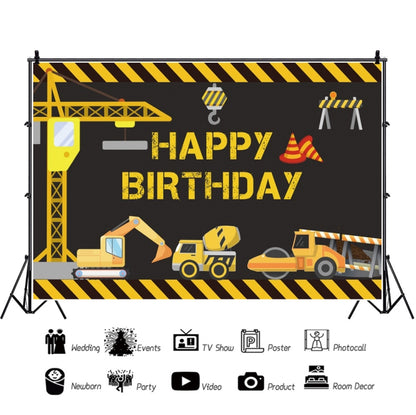 1.2m x 0.8m Construction Vehicle Series Happy Birthday Photography Background Cloth(11306286) - Camera Accessories by buy2fix | Online Shopping UK | buy2fix