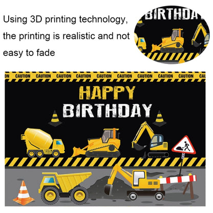 1.2m x 0.8m Construction Vehicle Series Happy Birthday Photography Background Cloth(11306952) - Camera Accessories by buy2fix | Online Shopping UK | buy2fix