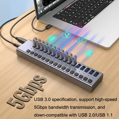 HS-716MG USB3.0 Aluminum Alloy Gray 10 Ports 12V/4A Extension Docking Computer Camera HUB - USB 3.0 HUB by buy2fix | Online Shopping UK | buy2fix