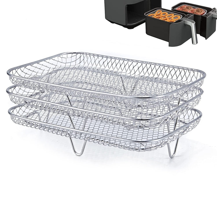 Air Fryer Accessories Three-Layer Steam Rack Stackable Dehydration Rack(Rectangle) - Home & Garden by buy2fix | Online Shopping UK | buy2fix