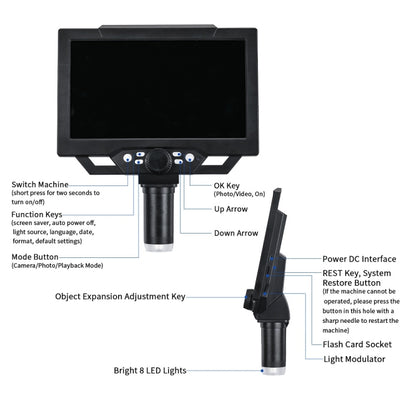 G1600 1-1600X Magnification 9 Inch Electron Microscope, Style: With Battery EU Plug - Digital Microscope by buy2fix | Online Shopping UK | buy2fix