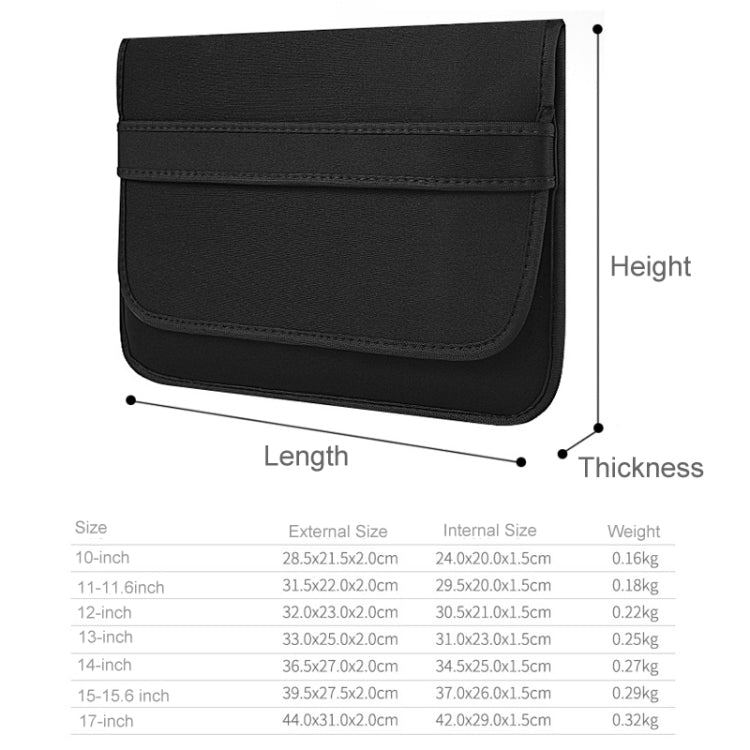 15 Inch Neoprene Laptop Lining Bag Horizontal Section Flap Clutch Bag(Black) -  by buy2fix | Online Shopping UK | buy2fix