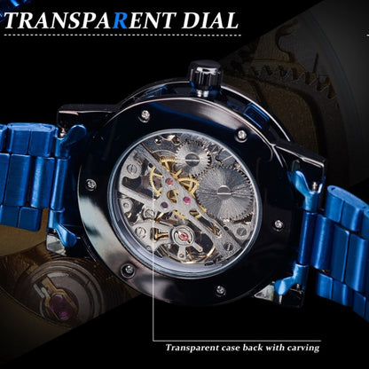 Winner Leisure Skeleton Diamond Luminous Pointer Watch Men Manual Mechanical Watch(Black Belt Gold Shell Black Face) - Metal Strap Watches by Winner | Online Shopping UK | buy2fix