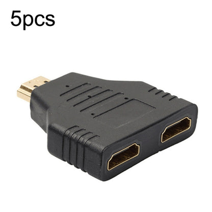 5pcs HDMI Male To 2 HDMI Female Adapter HD Computer Conversion Transformation Plug(Black) -  by buy2fix | Online Shopping UK | buy2fix