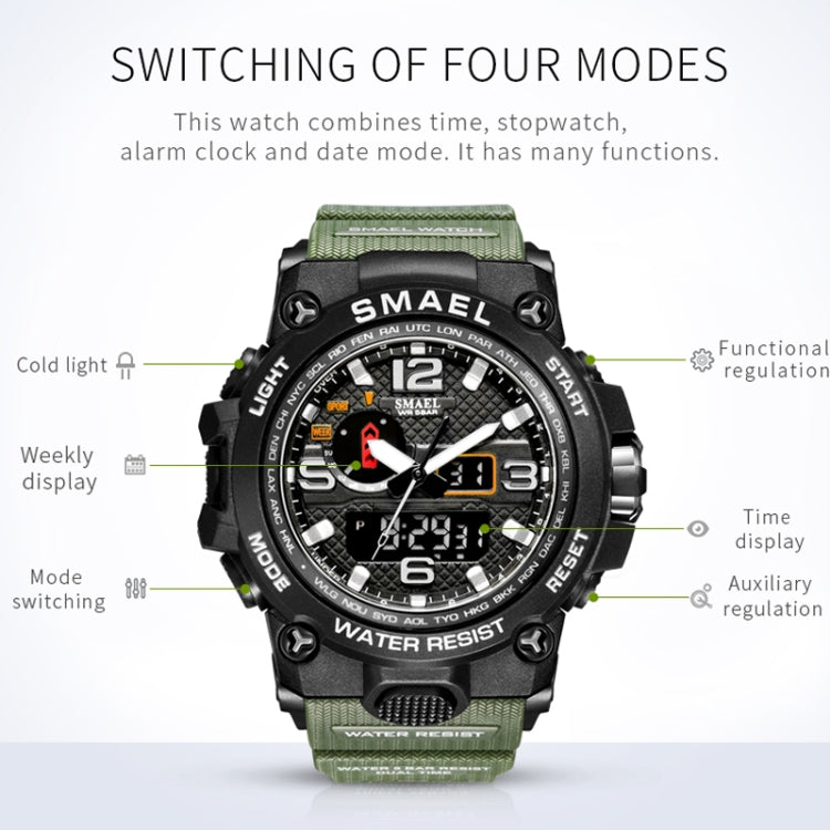 SMAEL 1545D Chronograph Calendar Alarm Clock Night Light Waterproof Watch Outdoor Men Watch(Gold) - Sport Watches by SMAEL | Online Shopping UK | buy2fix