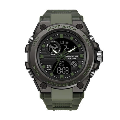 SANDA 739 Multifunctional Waterproof Sports Watch Chronograph Calendar Alarm Night Light Watch(Army Green) - Sport Watches by buy2fix | Online Shopping UK | buy2fix