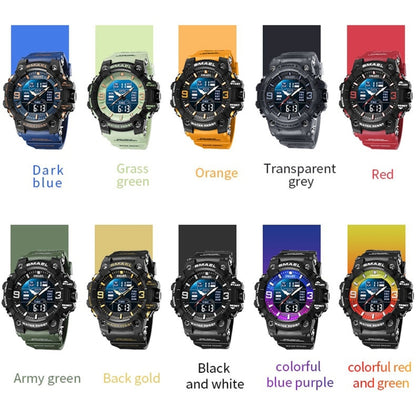SMAEL 8049 Waterproof Sports Watch Men Multi-function Night Light Electronic Watch(Grass Green) - Leather Strap Watches by SMAEL | Online Shopping UK | buy2fix