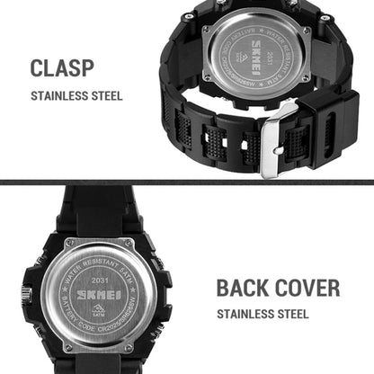 SKMEI 2031 Multifunctional Outdoor Waterproof Chronograph Men Sports Watch(Silver) - Silicone Strap Watches by SKMEI | Online Shopping UK | buy2fix