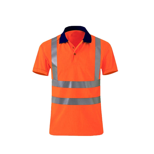 Reflective Quick-drying T-shirt Lapel Short-sleeved Safety Work Shirt, Size: XXL(Orange Red) - Workplace Safety Supplies by buy2fix | Online Shopping UK | buy2fix