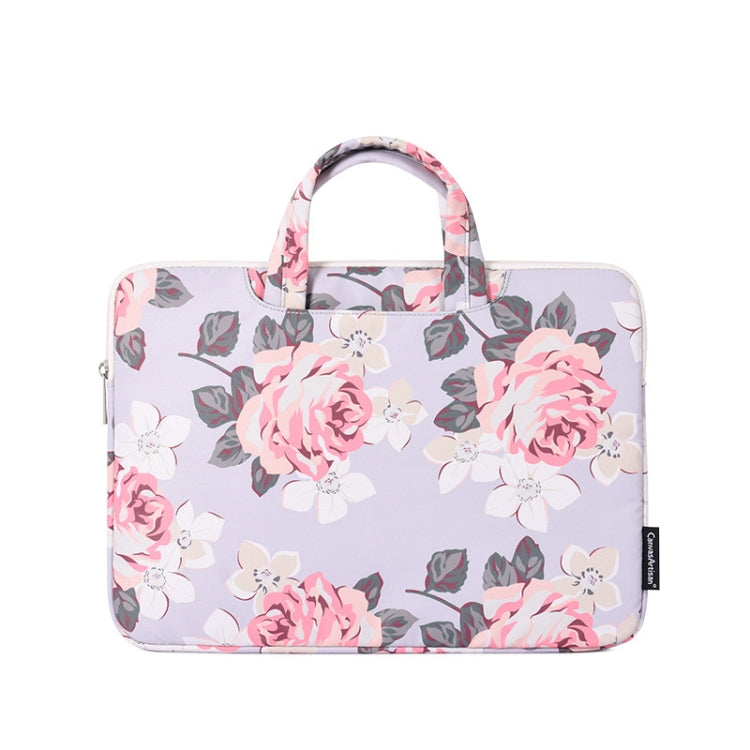 H40-B01 White Rose Pattern Laptop Case Bag Computer Liner Bag With Handle, Size: 13 Inch(Grey) - 13.3 inch by buy2fix | Online Shopping UK | buy2fix