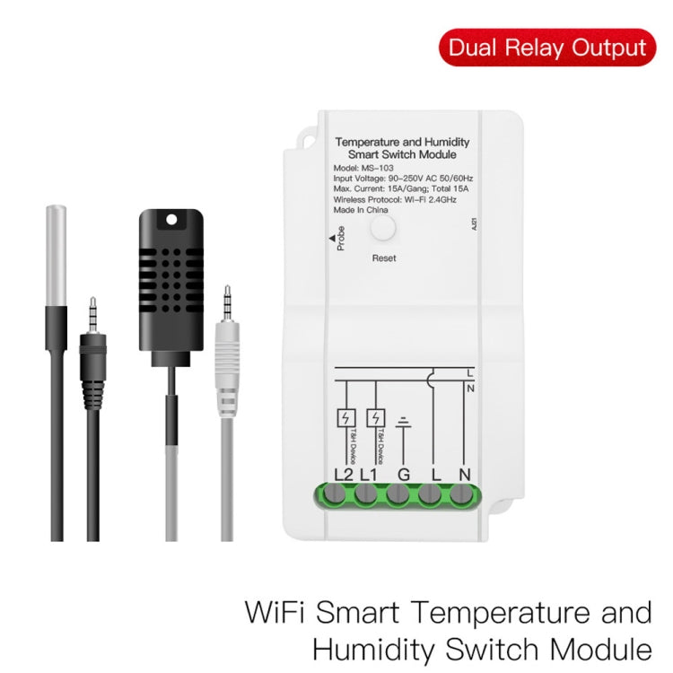 WiFi Switch Module+Temperature and Humidity Probe Tuya Dual-way Temperature and Humidity Switch Timer Smart Switch - Consumer Electronics by buy2fix | Online Shopping UK | buy2fix